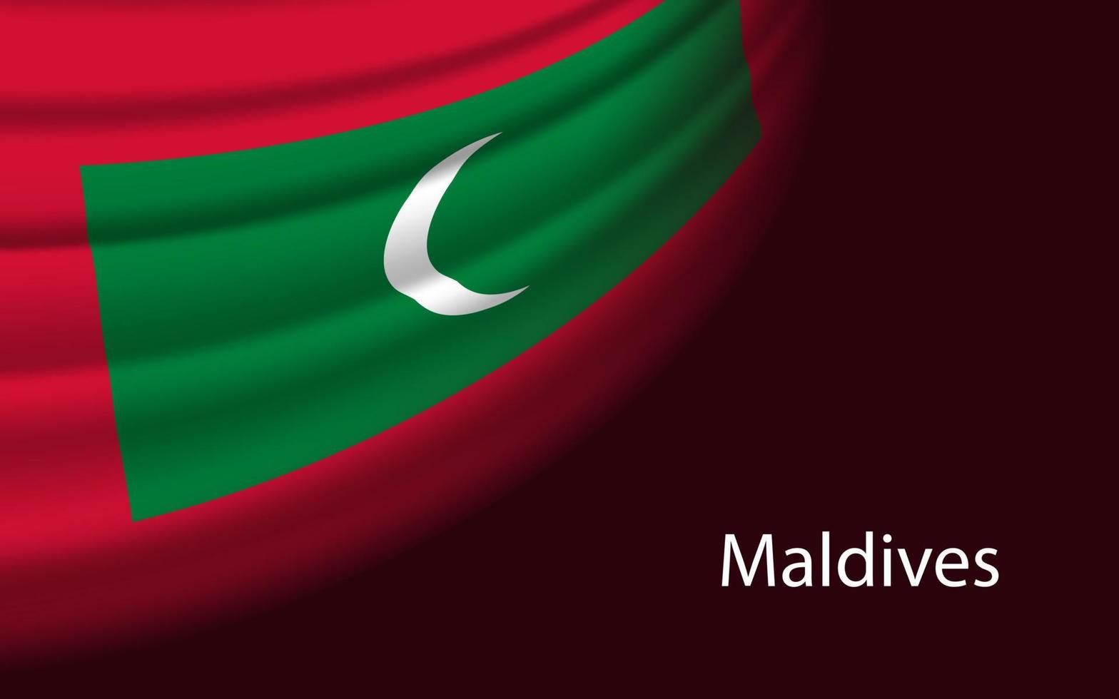 Wave flag of Maldives on dark background. Banner or ribbon vecto vector