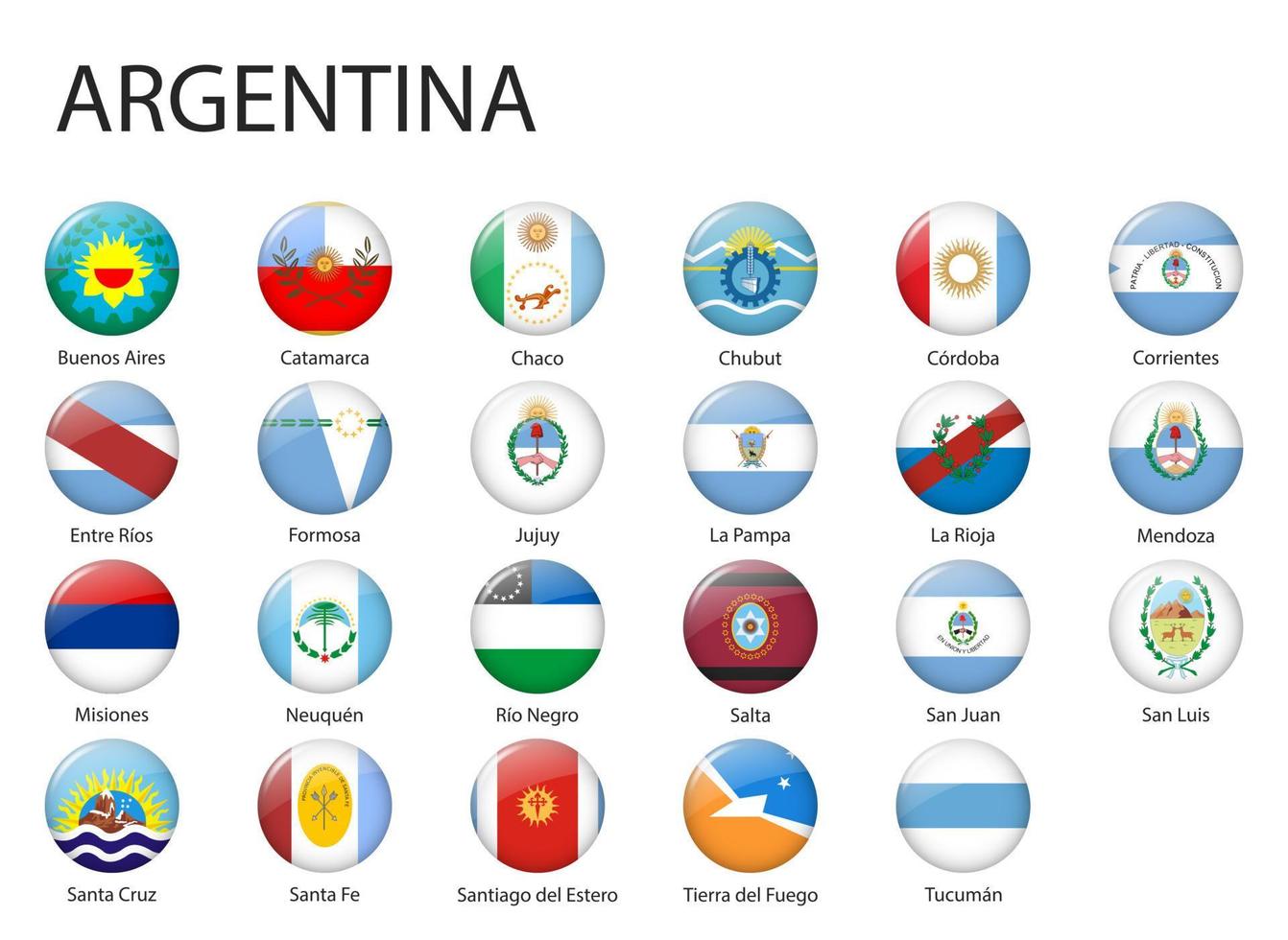 all Flags of regions of Argentina template for your design vector