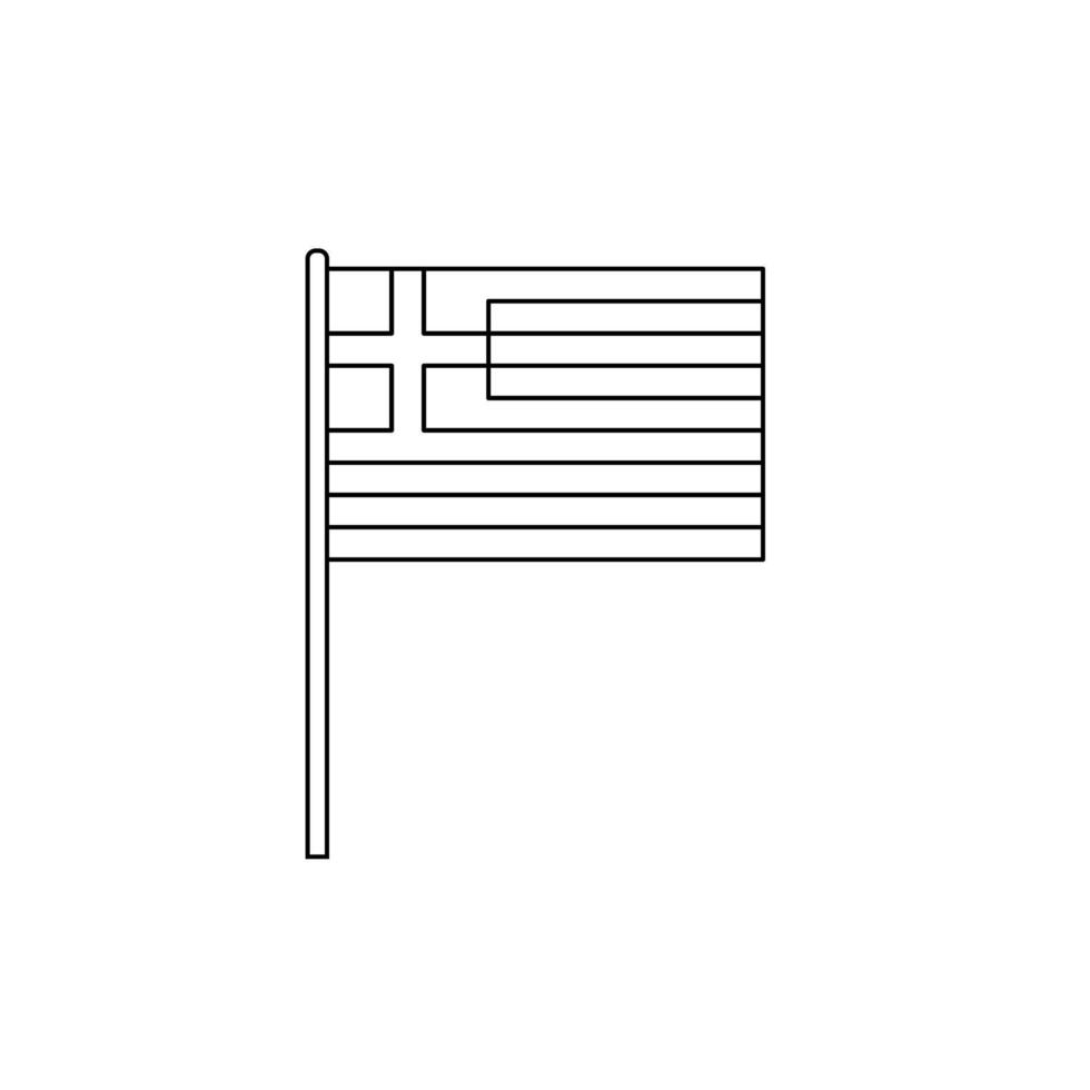 Black outline flag on of Greece. Thin line icon vector