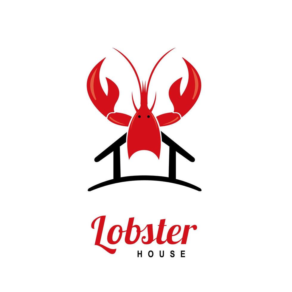 Lobster house logo combination illustration vector flat design template
