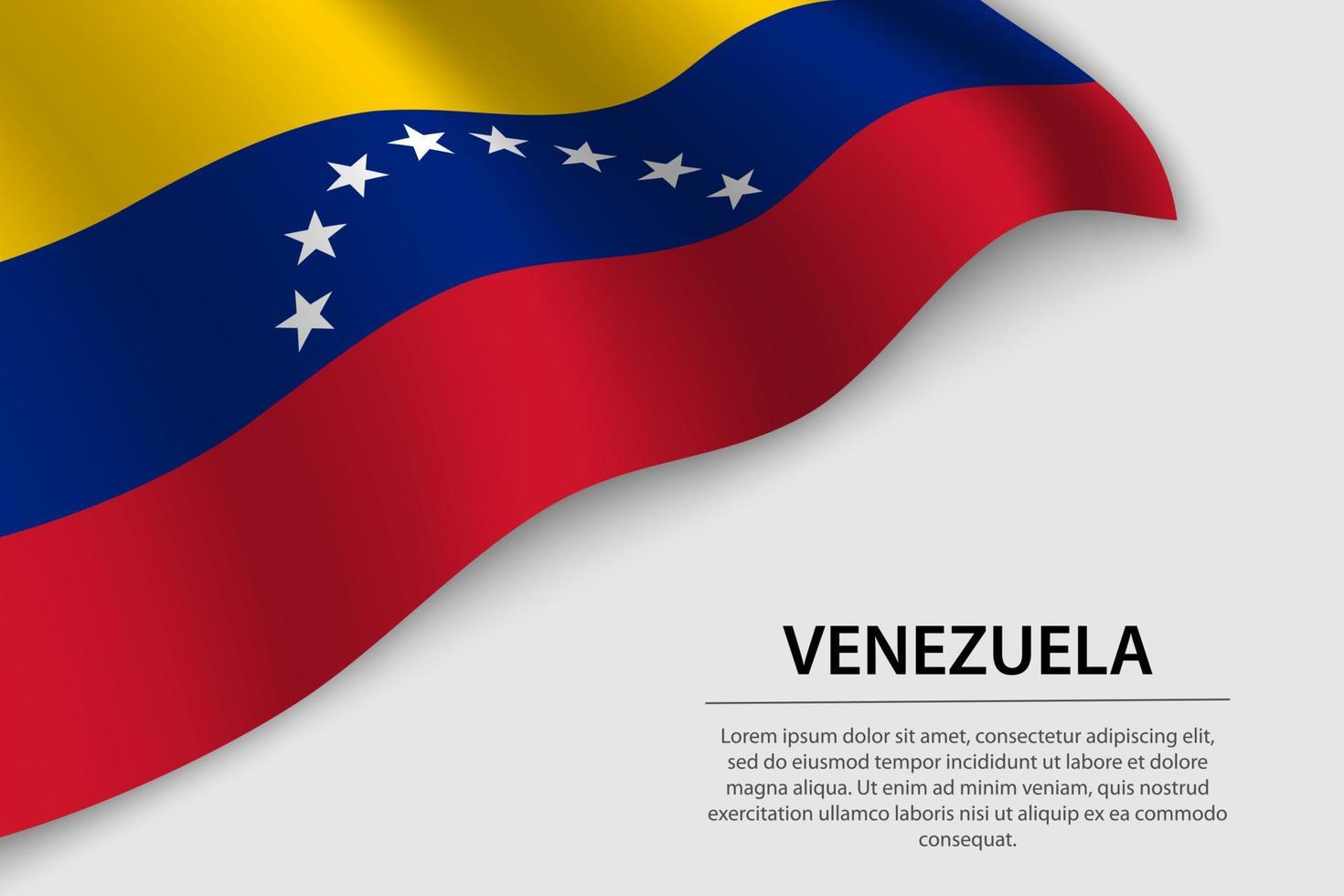 Wave flag of Venezuela on white background. Banner or ribbon vec vector