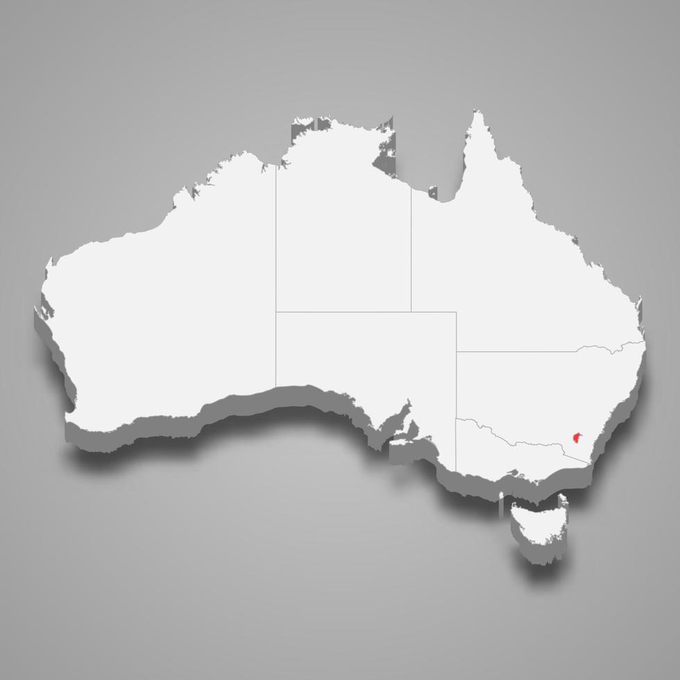 Australian Capital Territory region location within Australia 3d map vector