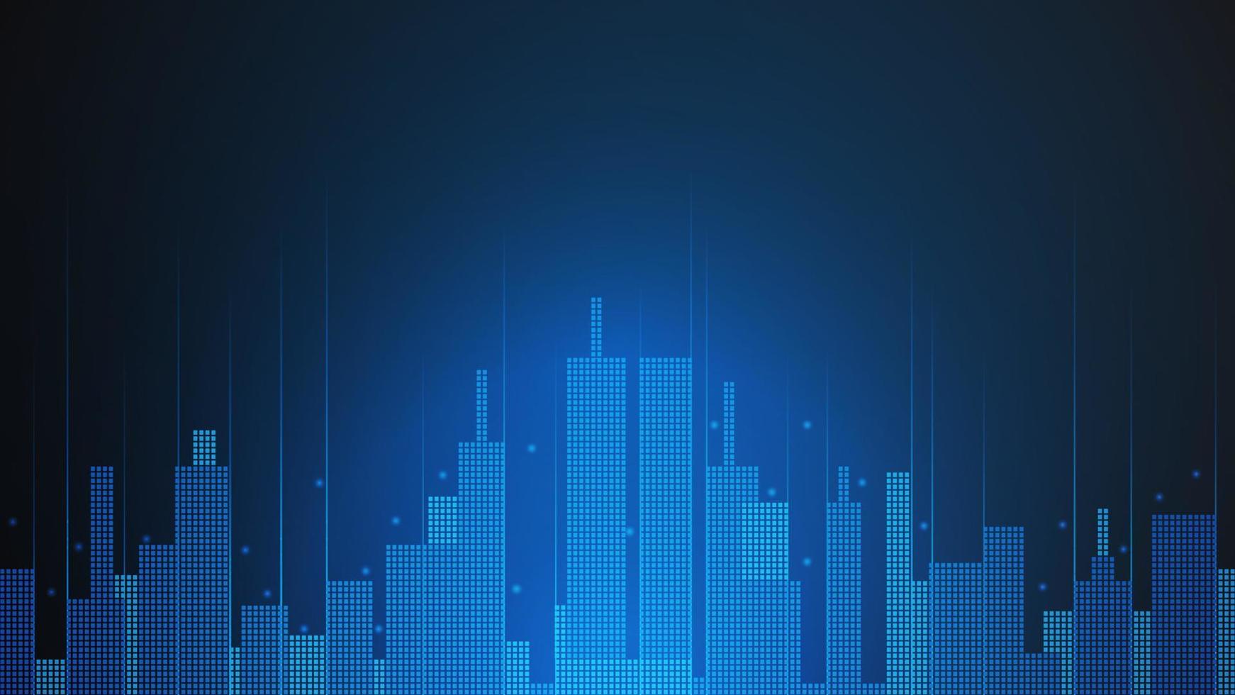 cityscape technology background concept. city space bright glowing neon, data blue line circle lights, technology Abstract, vector. city for tech, web banner, web site, communication, transformation. vector