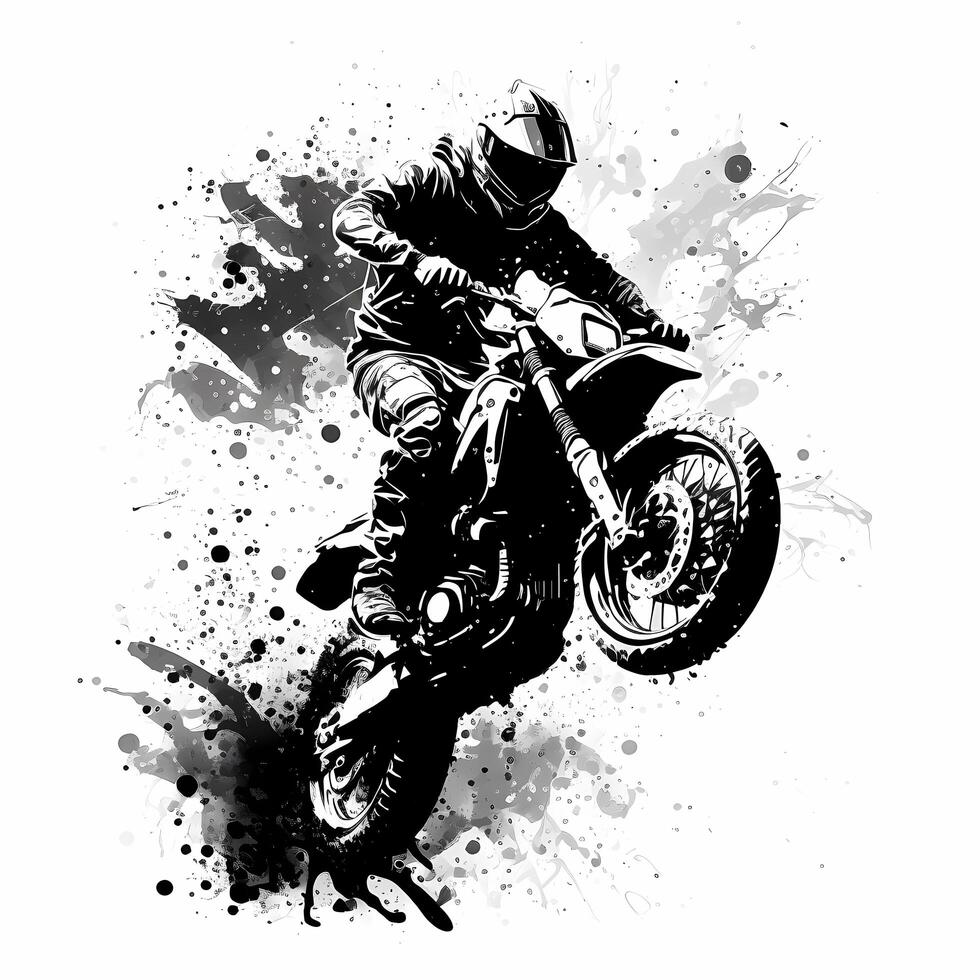 motorcycle black and white photo