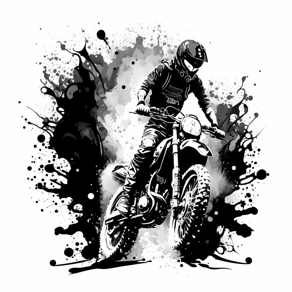 motorcycle black and white photo