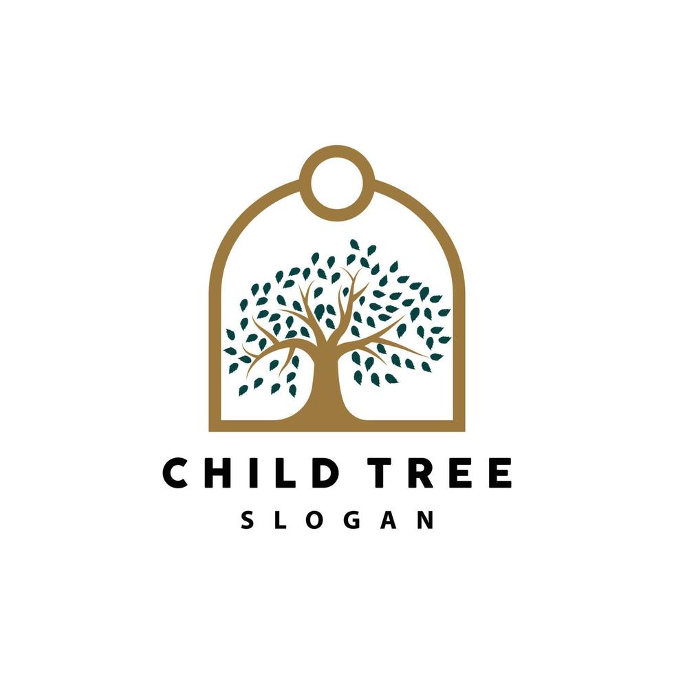 Tree Logo, Life Balance Education Vector, Luxurious Elegant Simple Tree Design, Playground Illustration Icon vector
