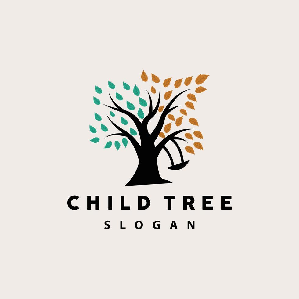 Tree Logo, Life Balance Education Vector, Luxurious Elegant Simple Tree Design, Playground Illustration Icon vector