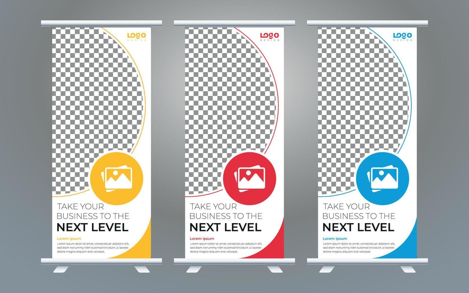 Roll up banner design print template vector