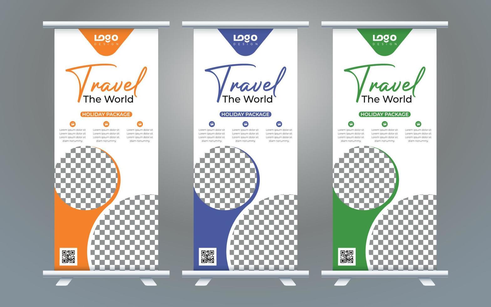 Roll up banner design print template vector