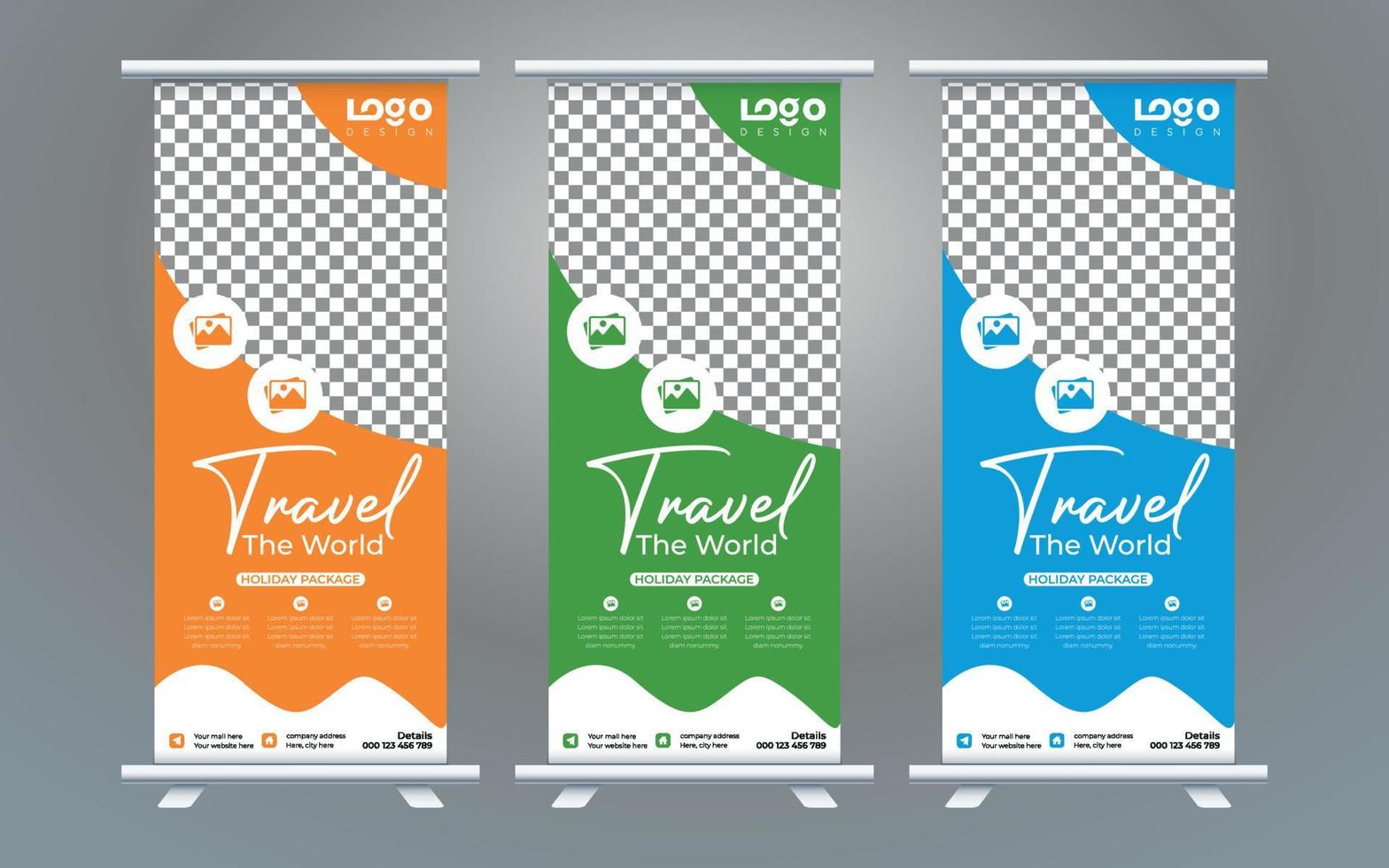 Roll up banner design print template vector