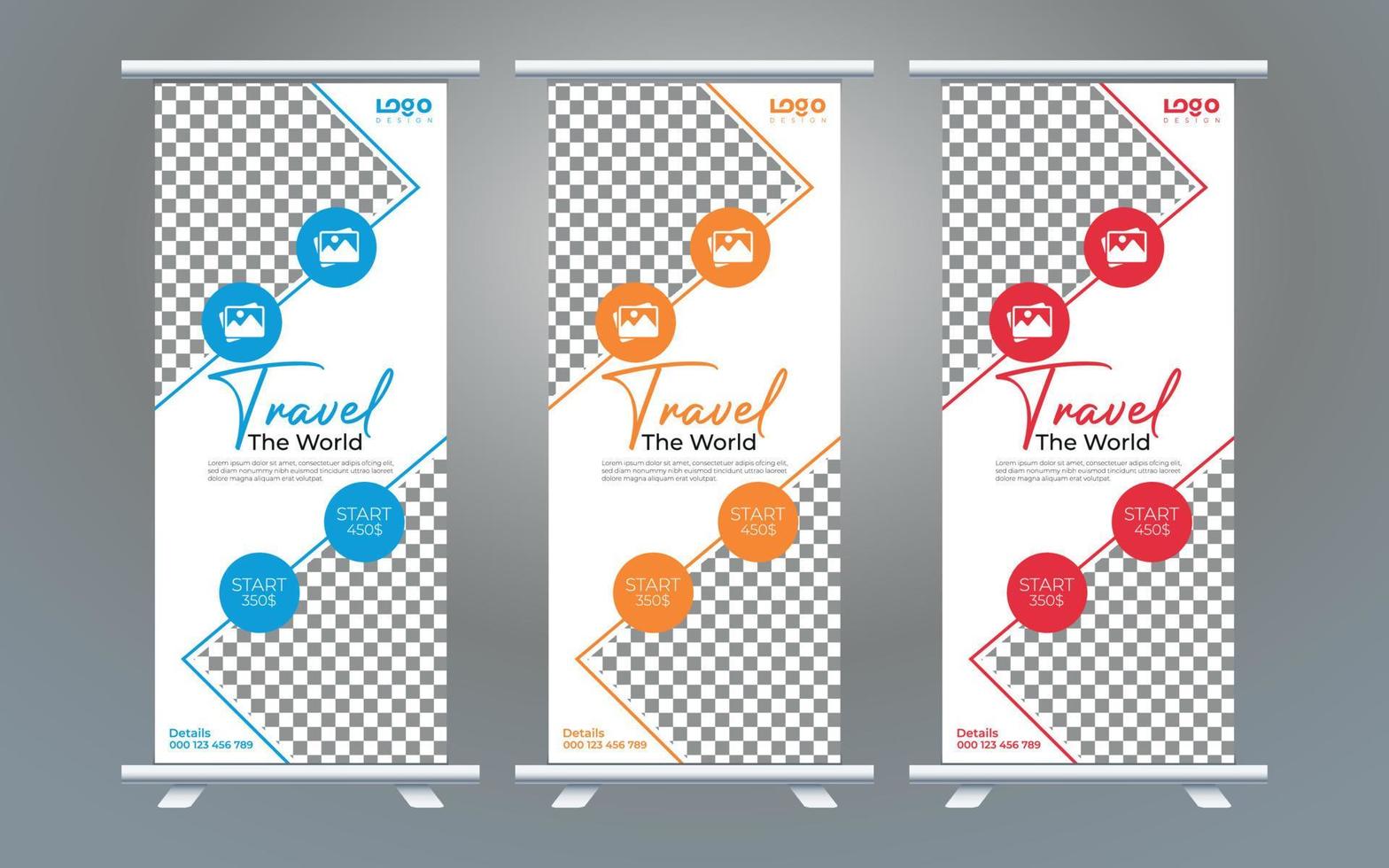 Roll up banner stand template design, business brochure flyer, infographics, presentation, advertisement, marketing, ads, poster, polygon background vector