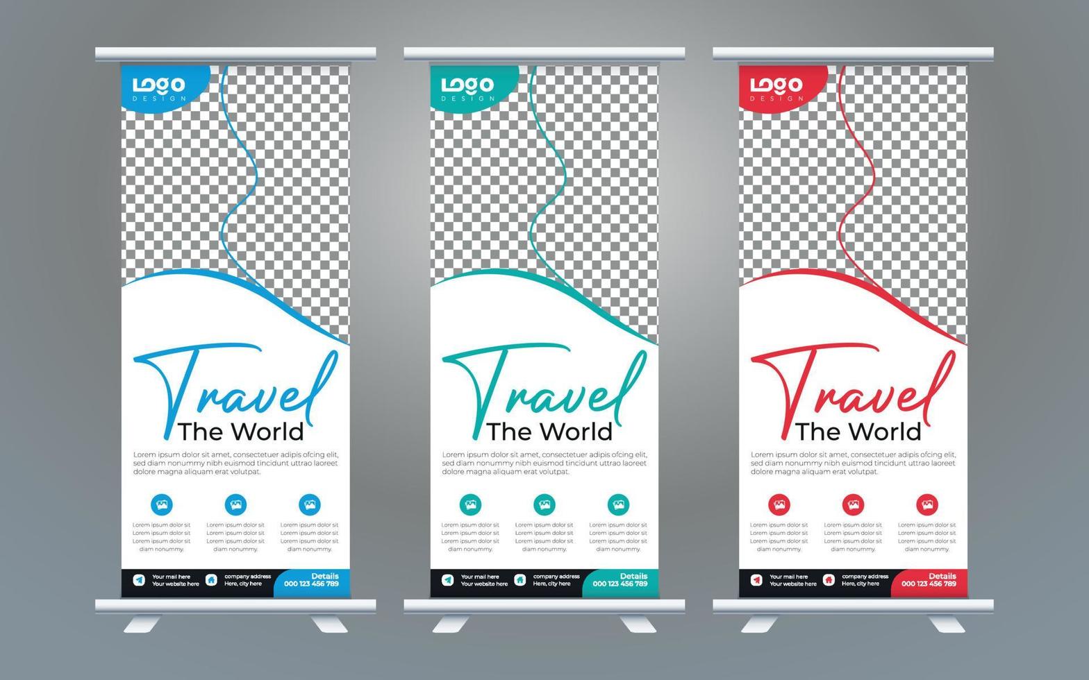 Roll Up Banner template, stand design, advertisement, display, business flyer, vector illustration