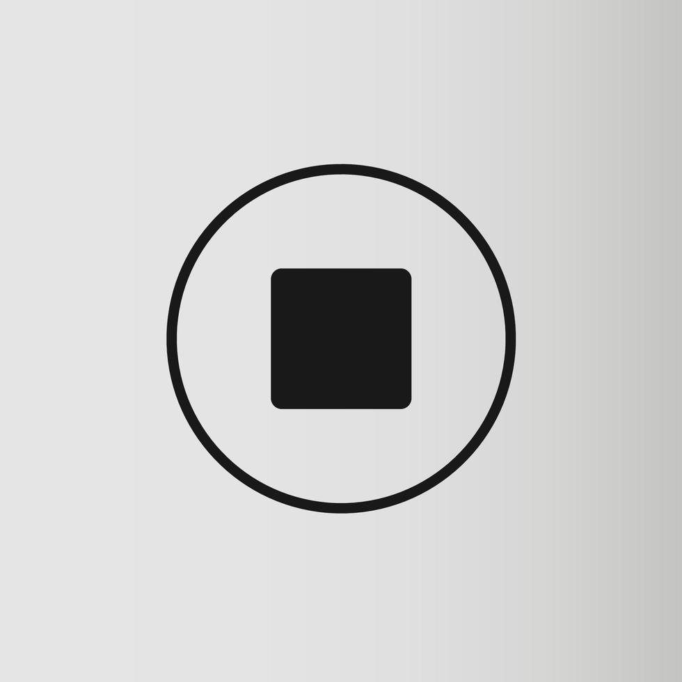 detener botón signo. plano estilo icono en gris antecedentes. multimedia símbolo. vector ilustración