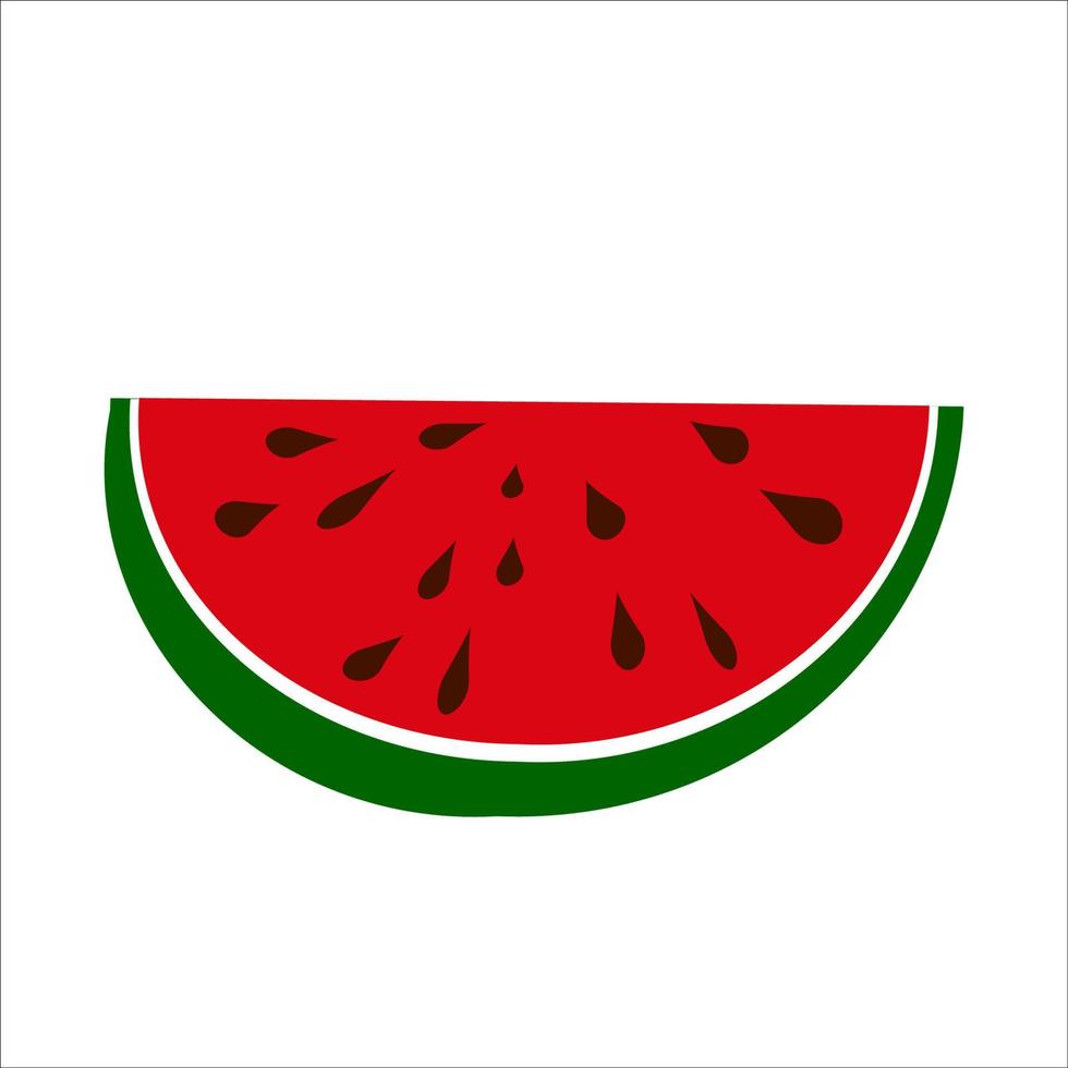 Slice of watermelon isolated on white background. Vector illustration