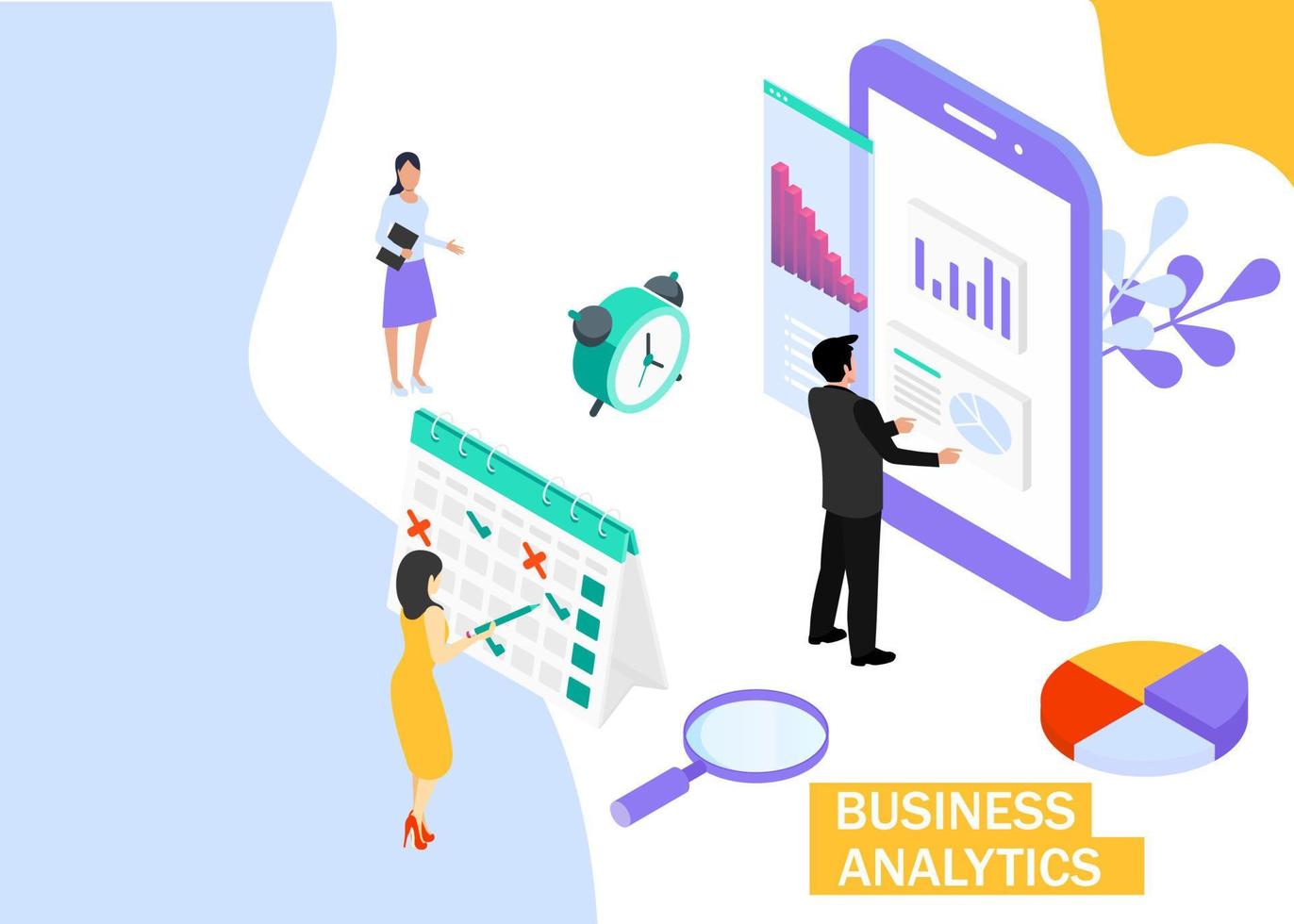 Business Analytics concept. Business finance and industry. Isometric projection. Vector illustration. EPS 10