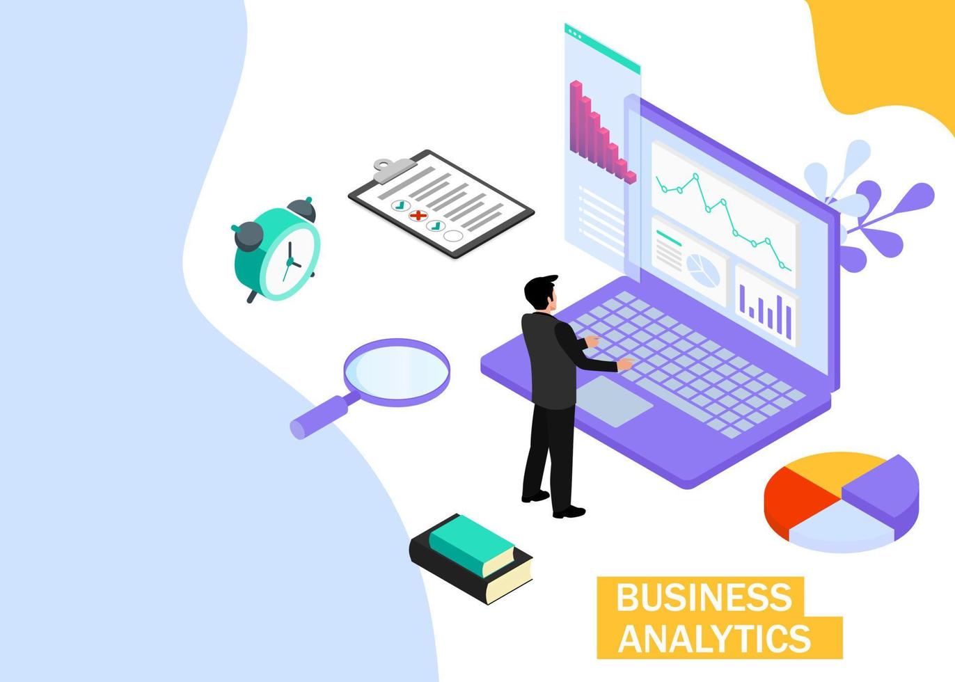 Business Analytics concept. Business finance and industry. Isometric projection. Vector illustration. EPS 10