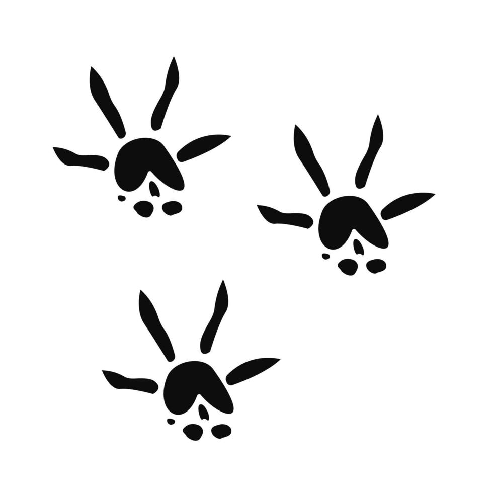 Rat paw print. Footprint silhouette on white background. Vector illustration. EPS 10