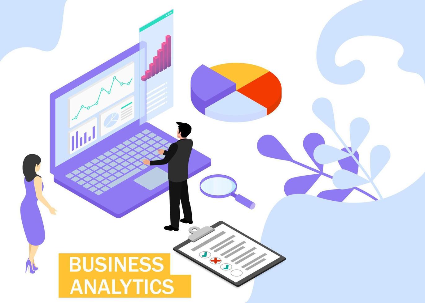 Business Analytics concept. Business finance and industry. Isometric projection. Vector illustration. EPS 10