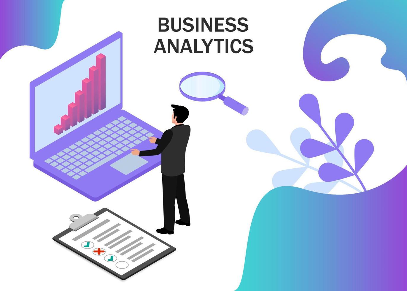 Business Analytics concept. Business finance and industry. Isometric projection. Vector illustration. EPS 10