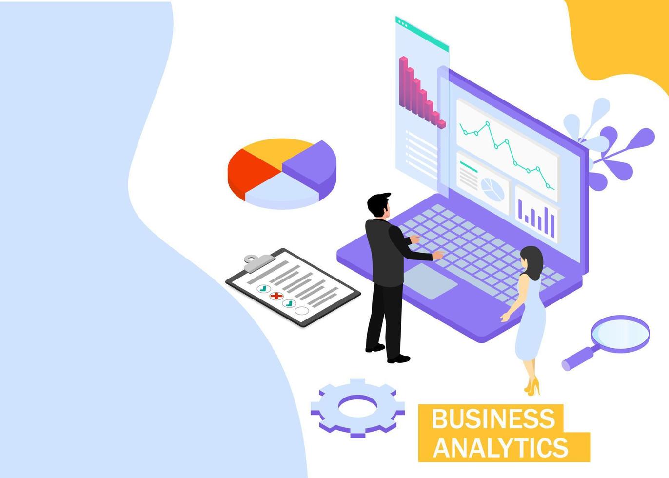 Business Analytics concept. Business finance and industry. Isometric projection. Vector illustration. EPS 10