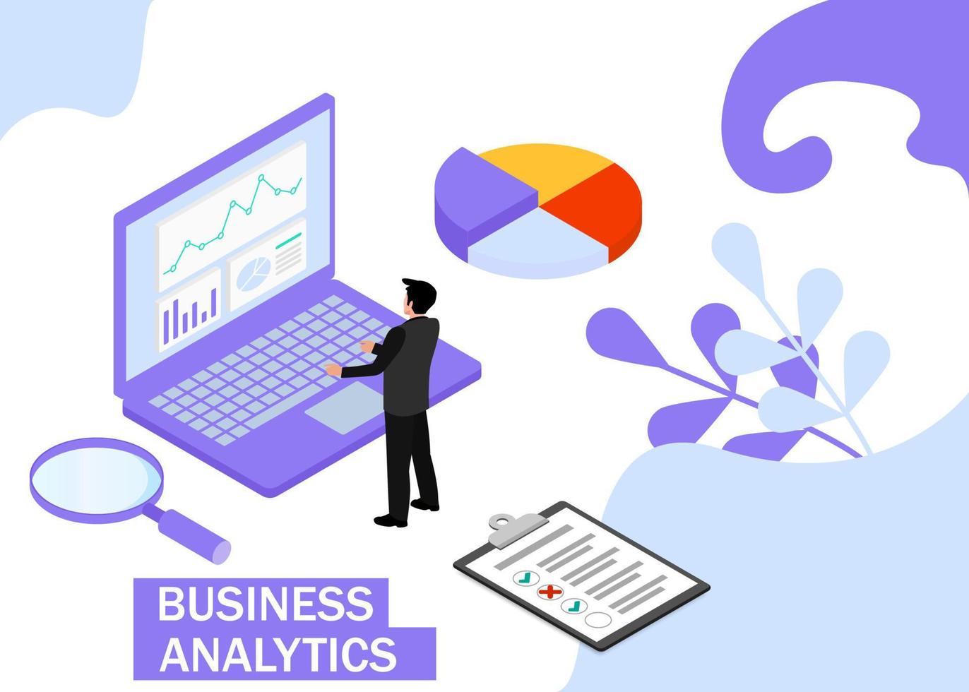 Business Analytics concept. Business finance and industry. Isometric projection. Vector illustration. EPS 10