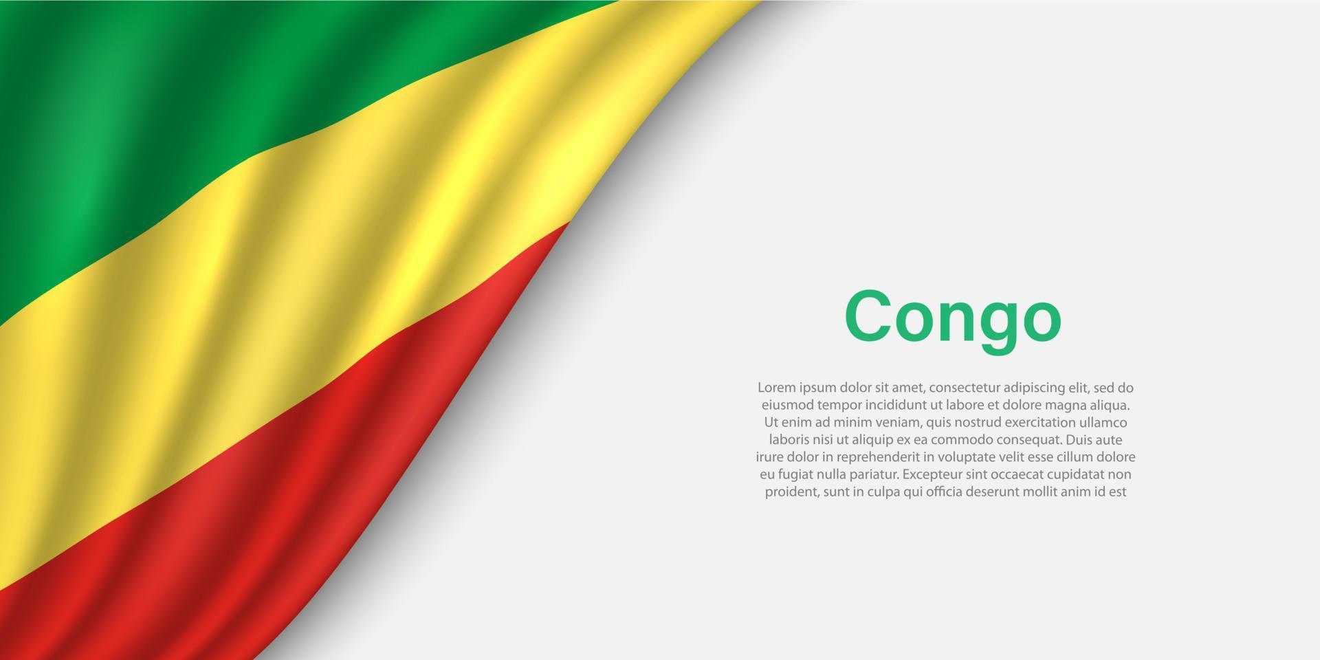 Wave flag of Congo on white background. vector