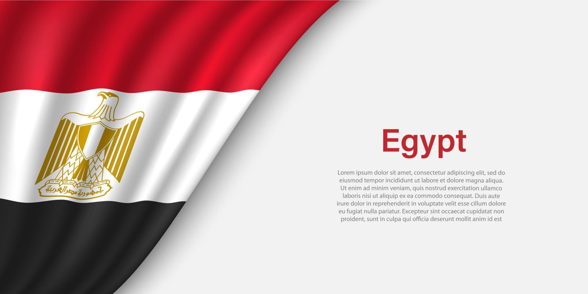 ola bandera de Egipto en blanco antecedentes. vector
