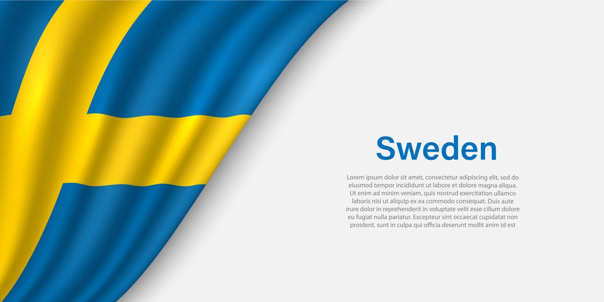 Wave flag of Sweden on white background. vector