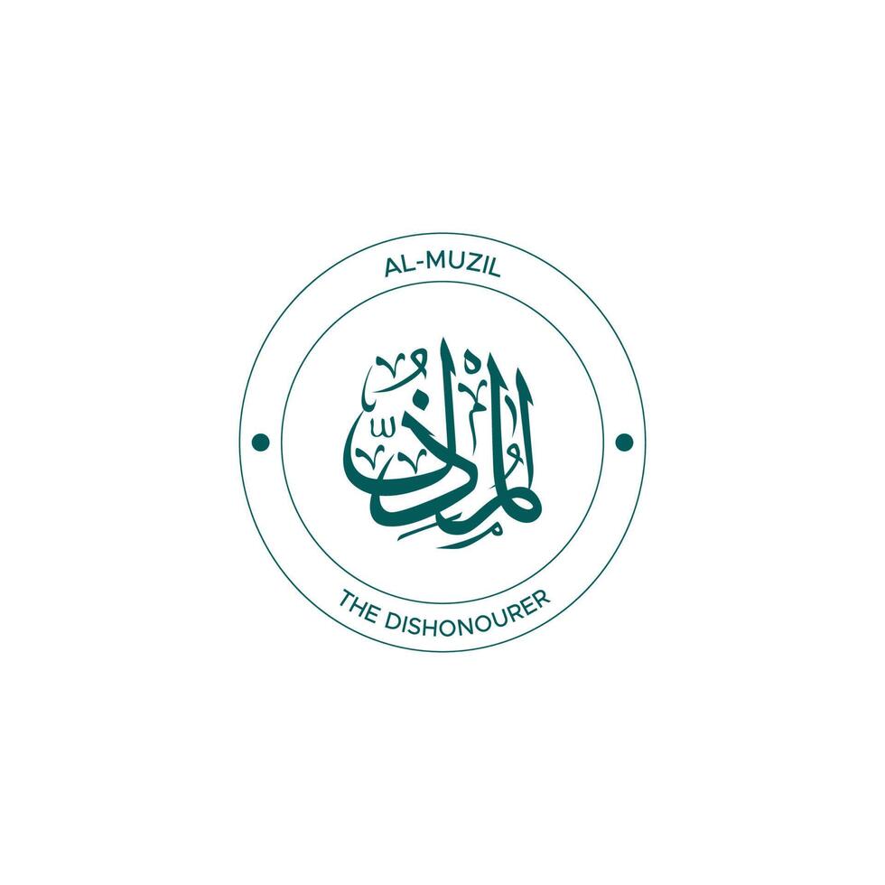 Allah's Name with meaning in Arabic Calligraphy Style vector