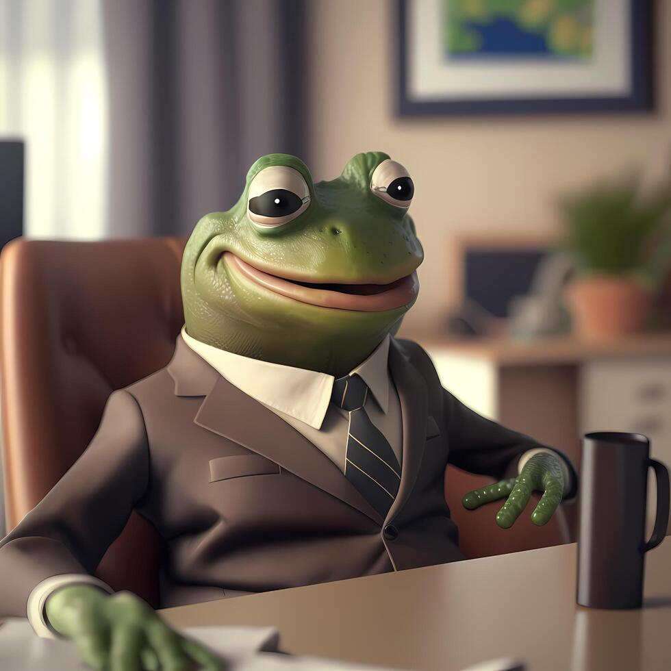 frog businessman illustration photo