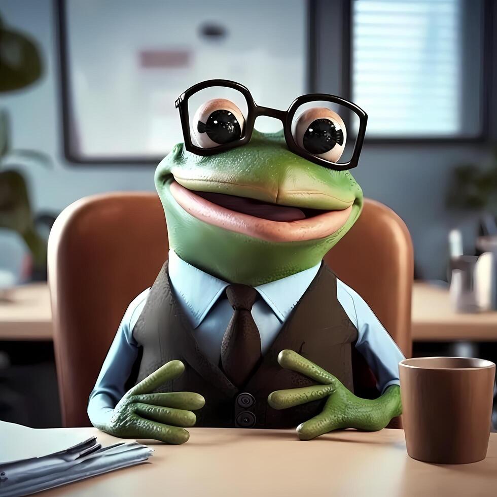 frog businessman illustration photo