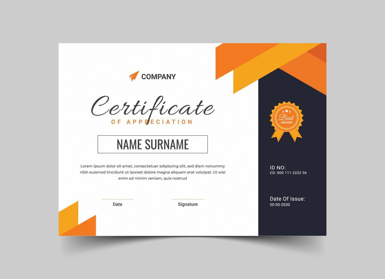 Corporate Certificate Template vector