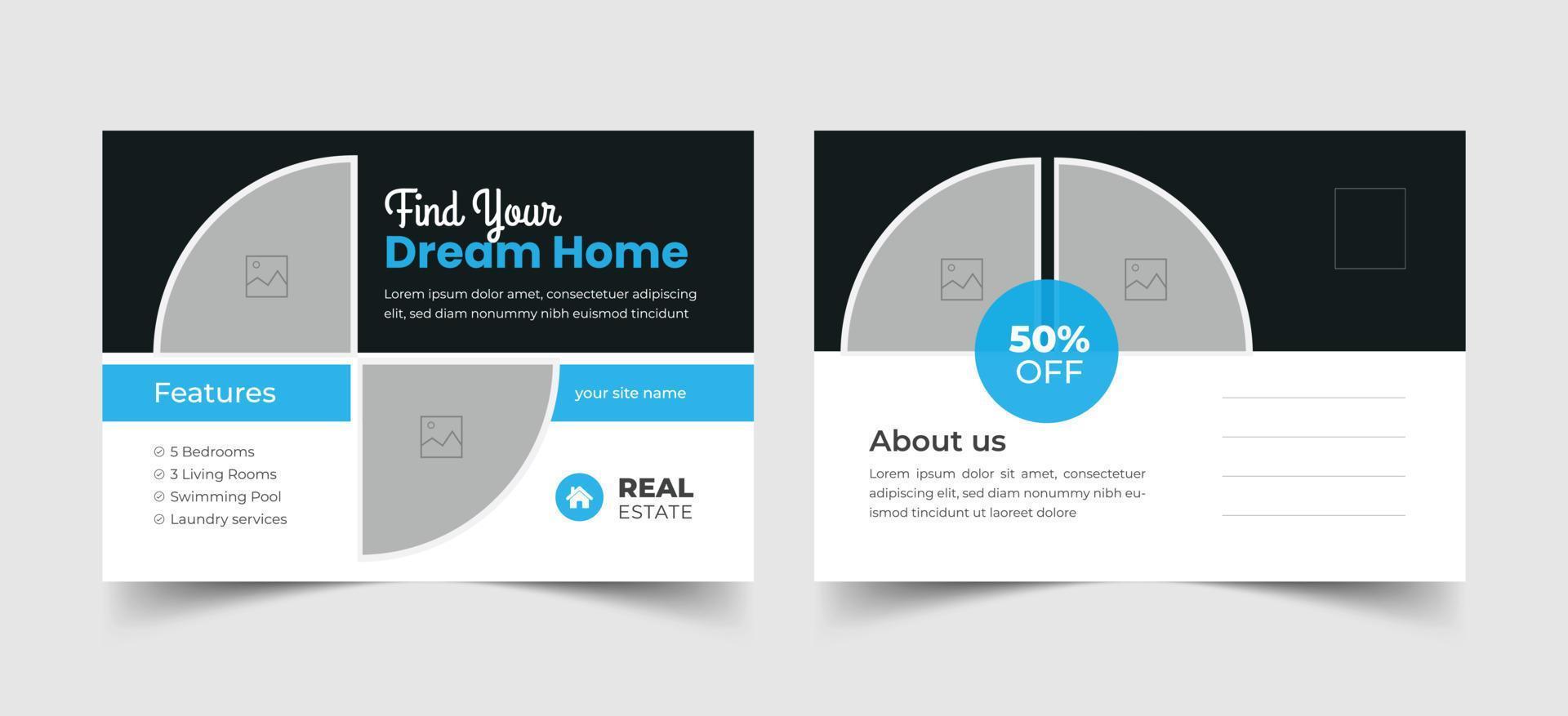 Clean and Modern Real Estate Postcard, Just listed postcard, Corporate real estate postcard, real estate brochure design vector