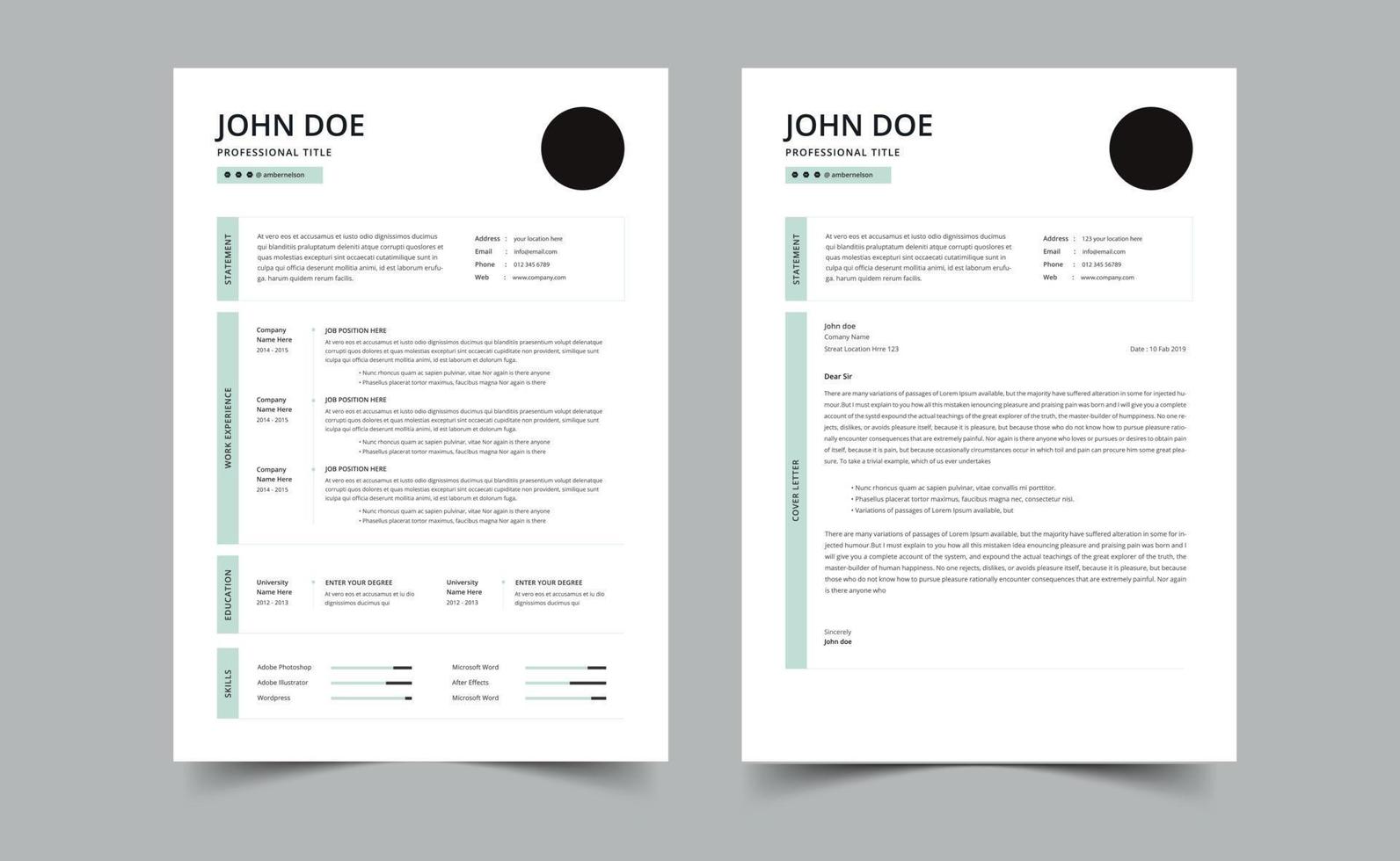 Clean Resume Layout, Minimalist resume cv template, Resume design template vector
