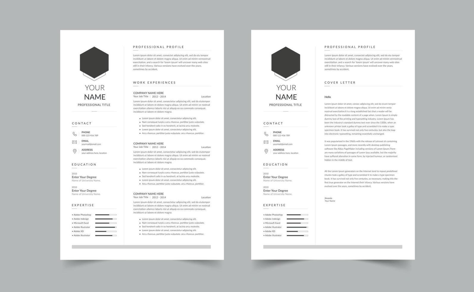 currículum y cubrir carta, minimalista currículum CV modelo vector