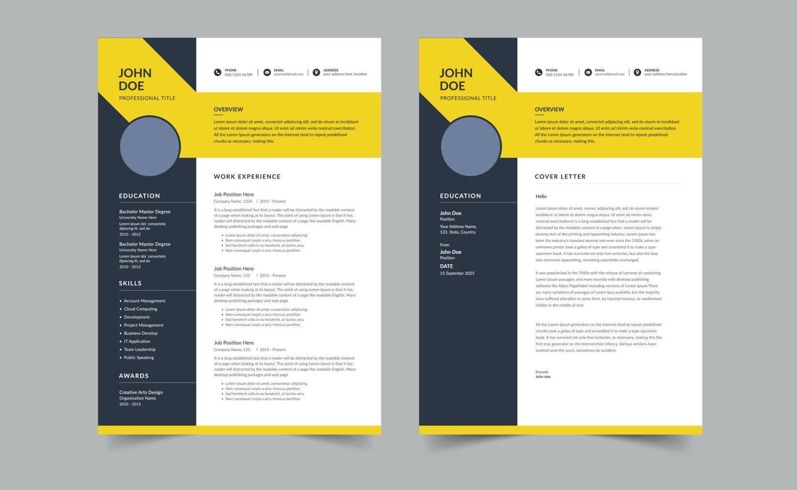 hermosa currículum plantilla, creativo CV modelo vector minimalista