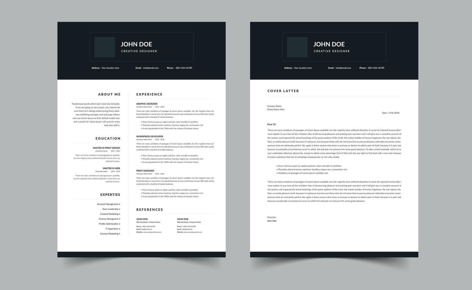 Clean Resume Layout, Minimalist resume cv template, Resume design template vector