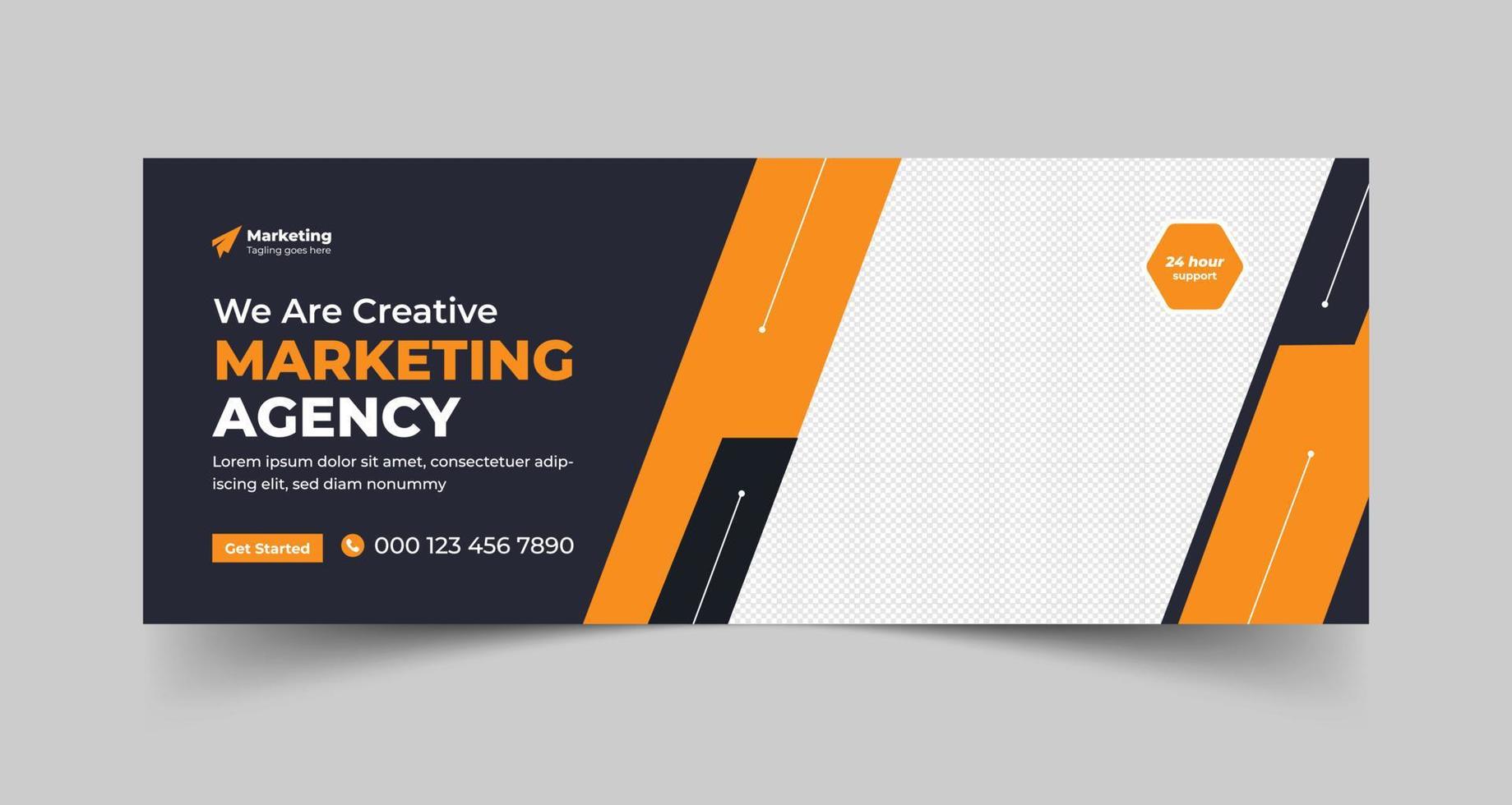 digital márketing agencia Facebook cubrir con creativo forma o web bandera para digital márketing negocio vector