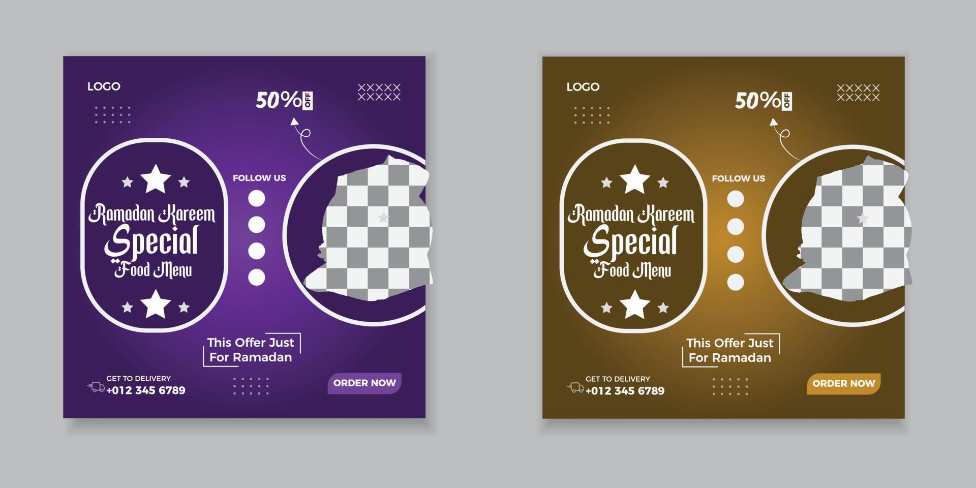 Ramadan Special delicious food social media post design template. vector