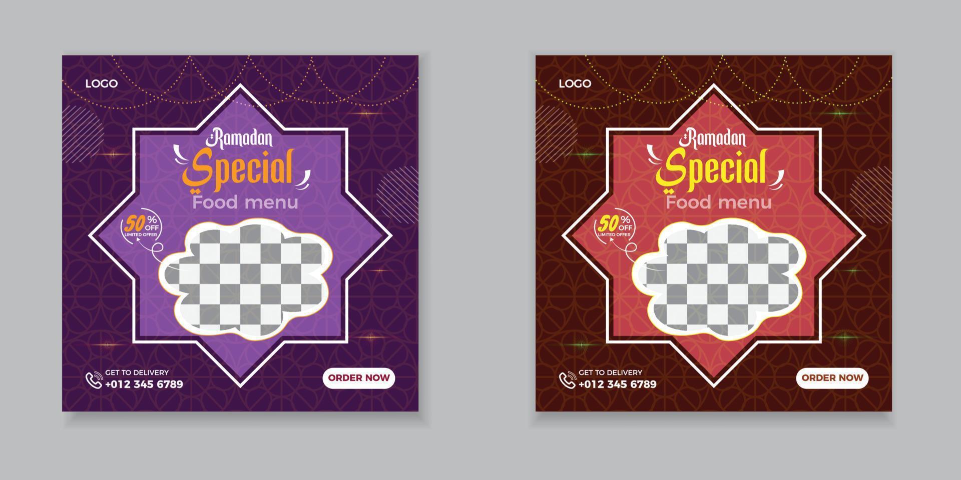 Ramadan Special delicious food social media post design template. vector