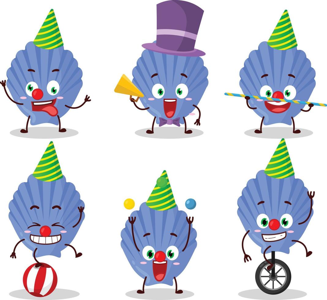 Cartoon character of blue shell with various circus shows vector