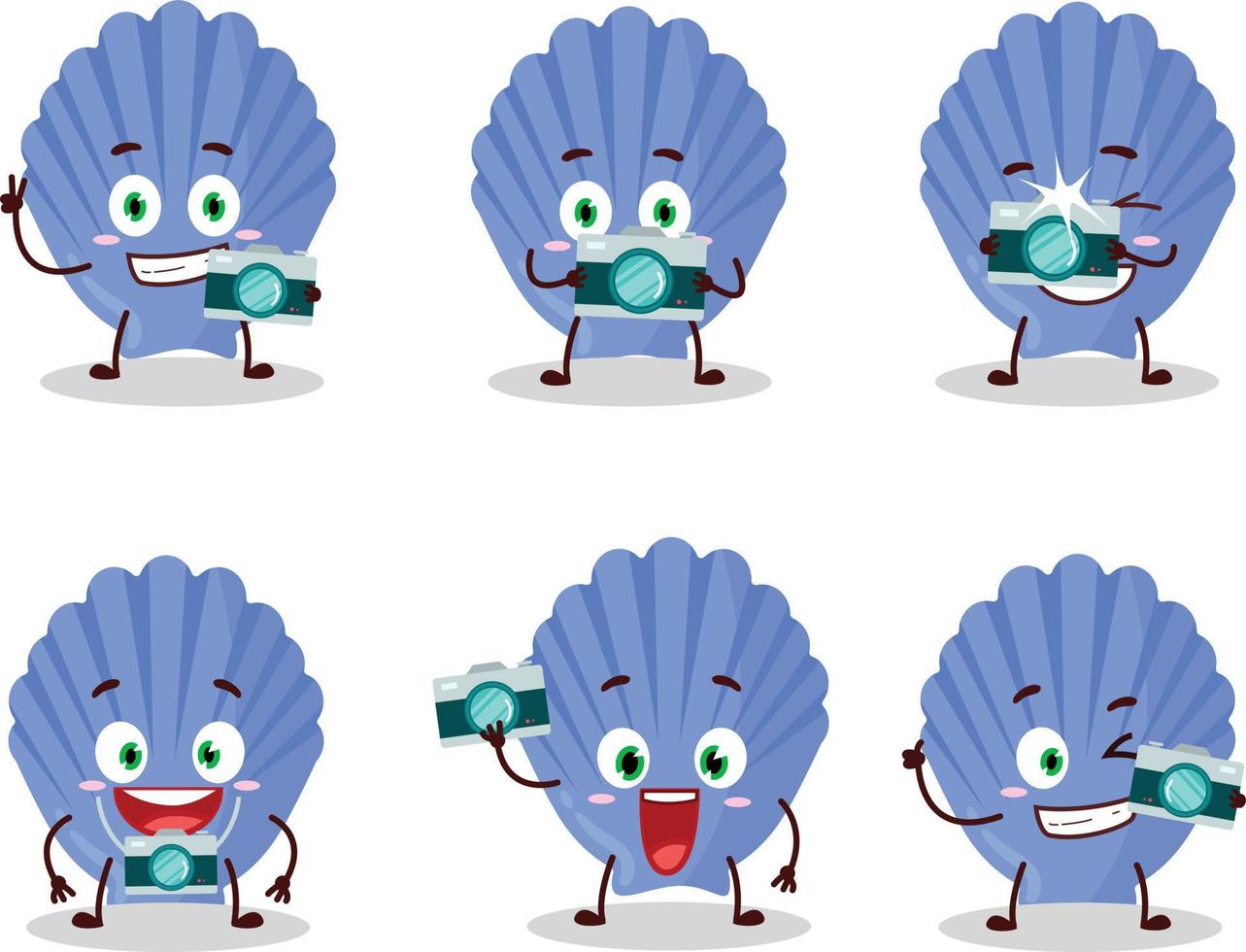 Photographer profession emoticon with blue shell cartoon character vector