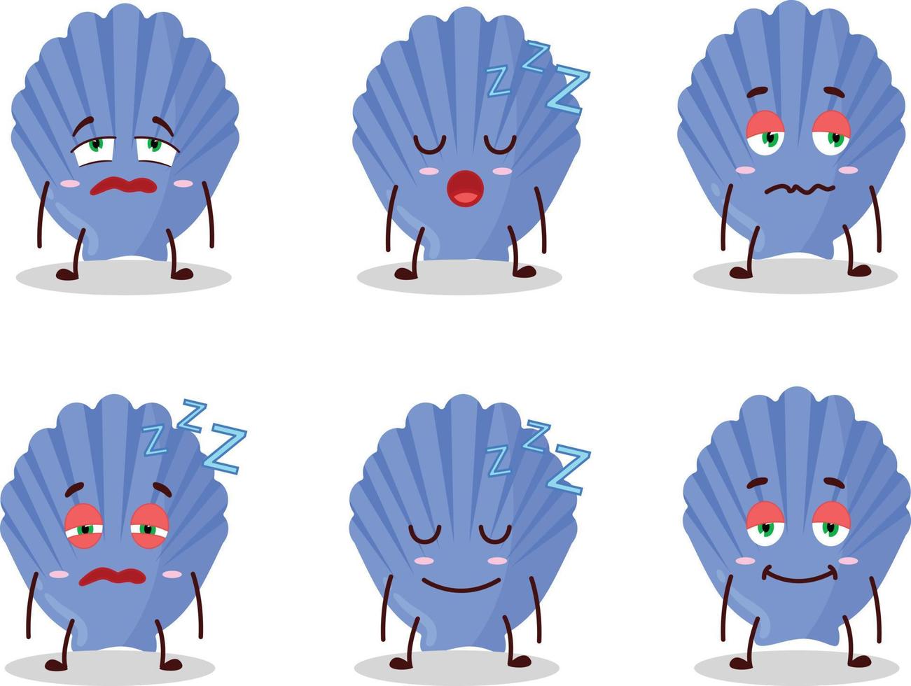 Cartoon character of blue shell with sleepy expression vector