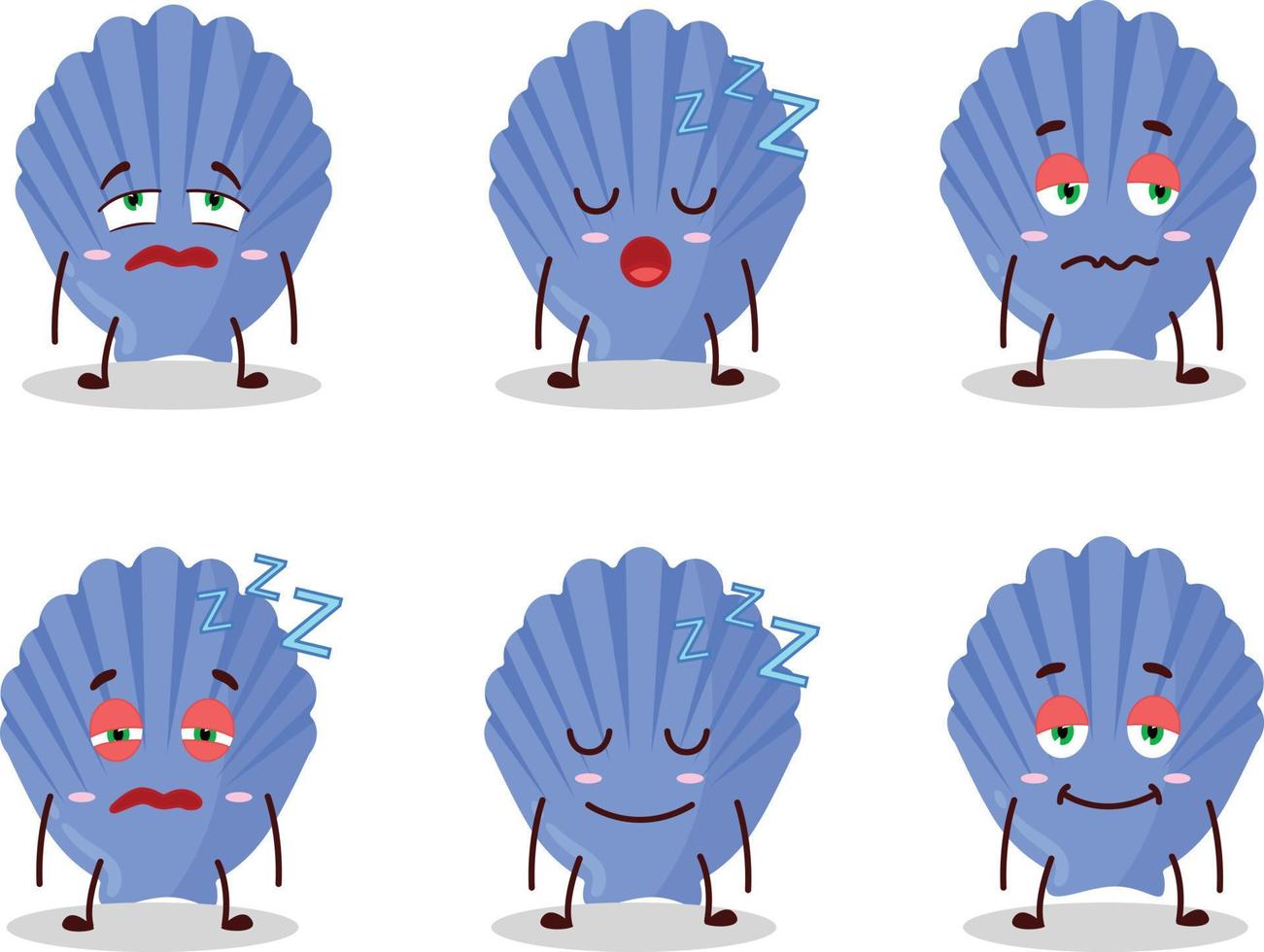 dibujos animados personaje de azul cáscara con soñoliento expresión vector