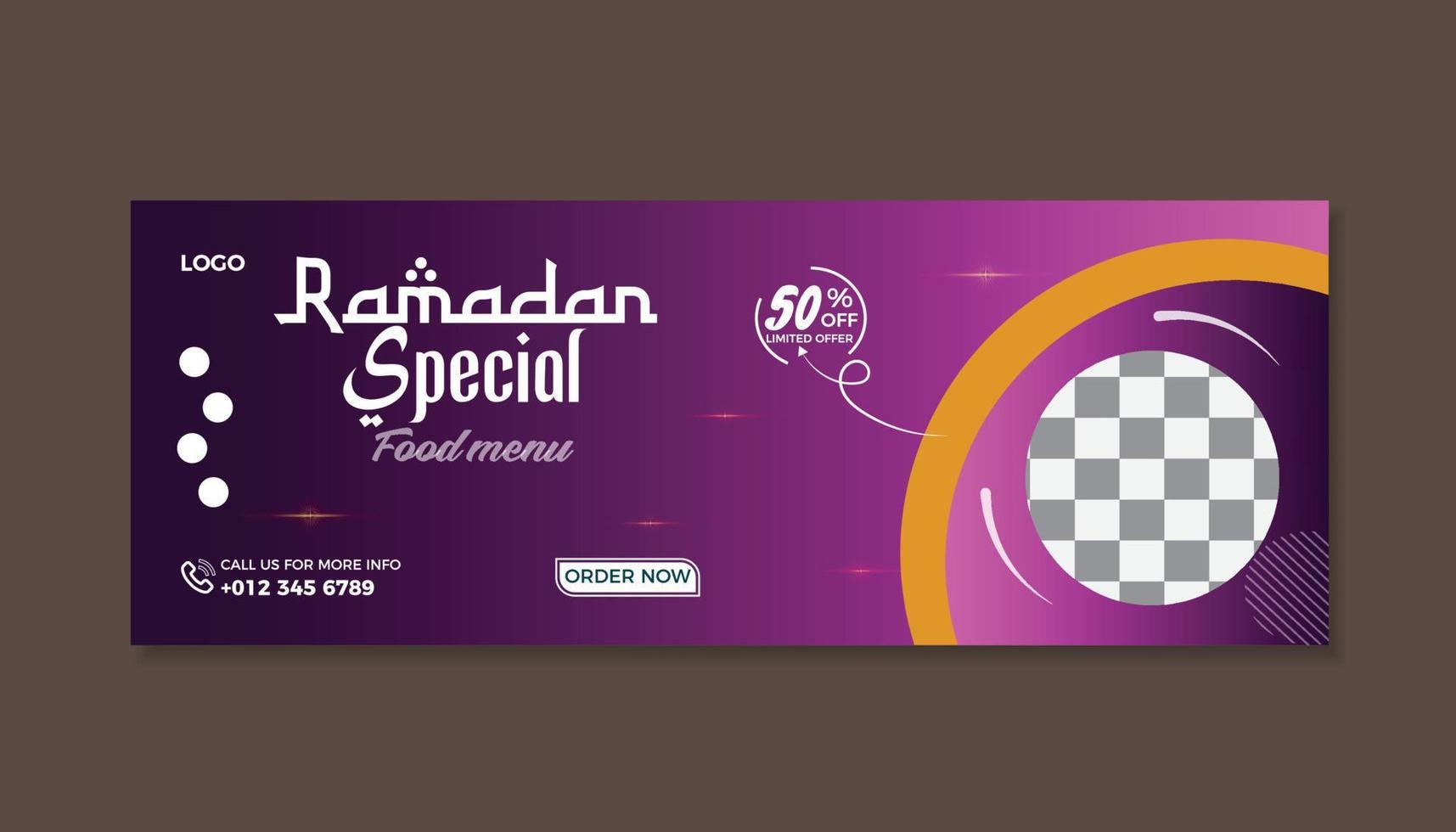 Ramadan Special Food Facebook Cover Template in vector size 2023.