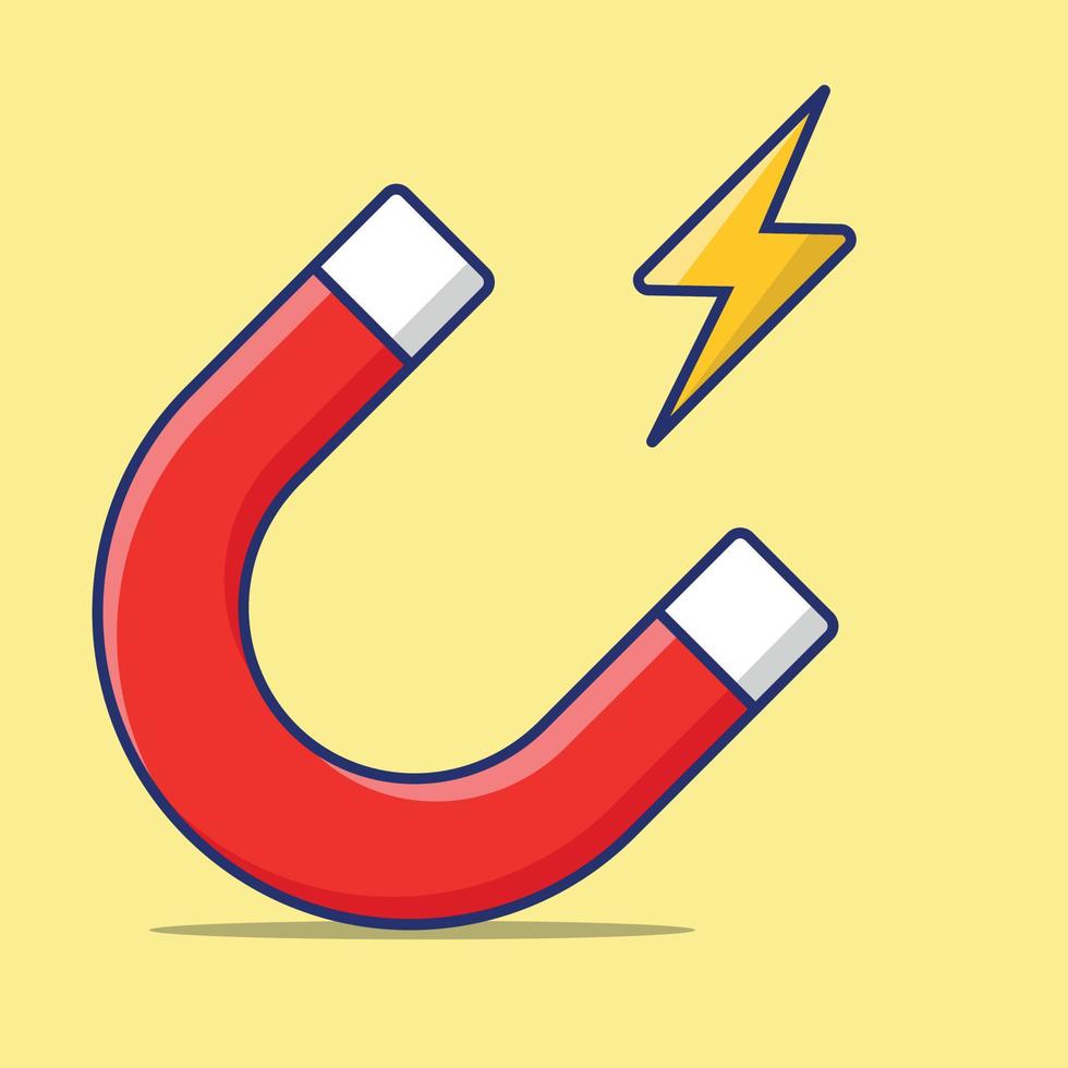 Magnet Cartoon Vector Icon Illustration, Magnet Object Vector Icon Concept, Electromagnetic Flat Vector Concept.