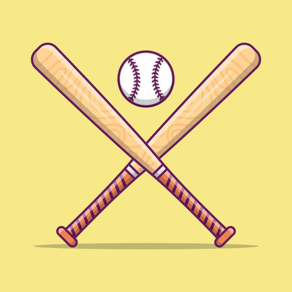 Baseball Cartoon Vector Illustration, Baseball Sticks And Ball Vector