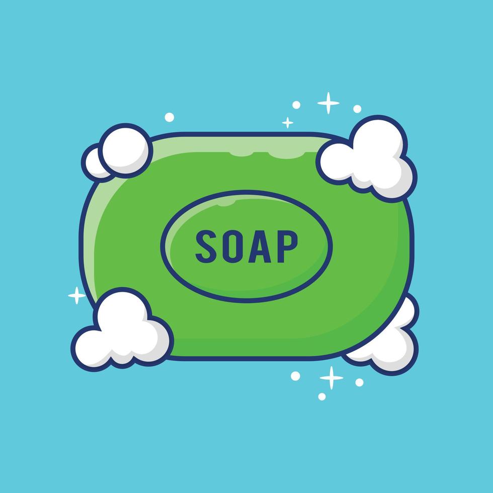 Soap Bar With Bubbles cartoon vector, Cartoon Soap Bar Icon Vector Illustration, Flat Soap Bar Vector Design, Soap Sticker