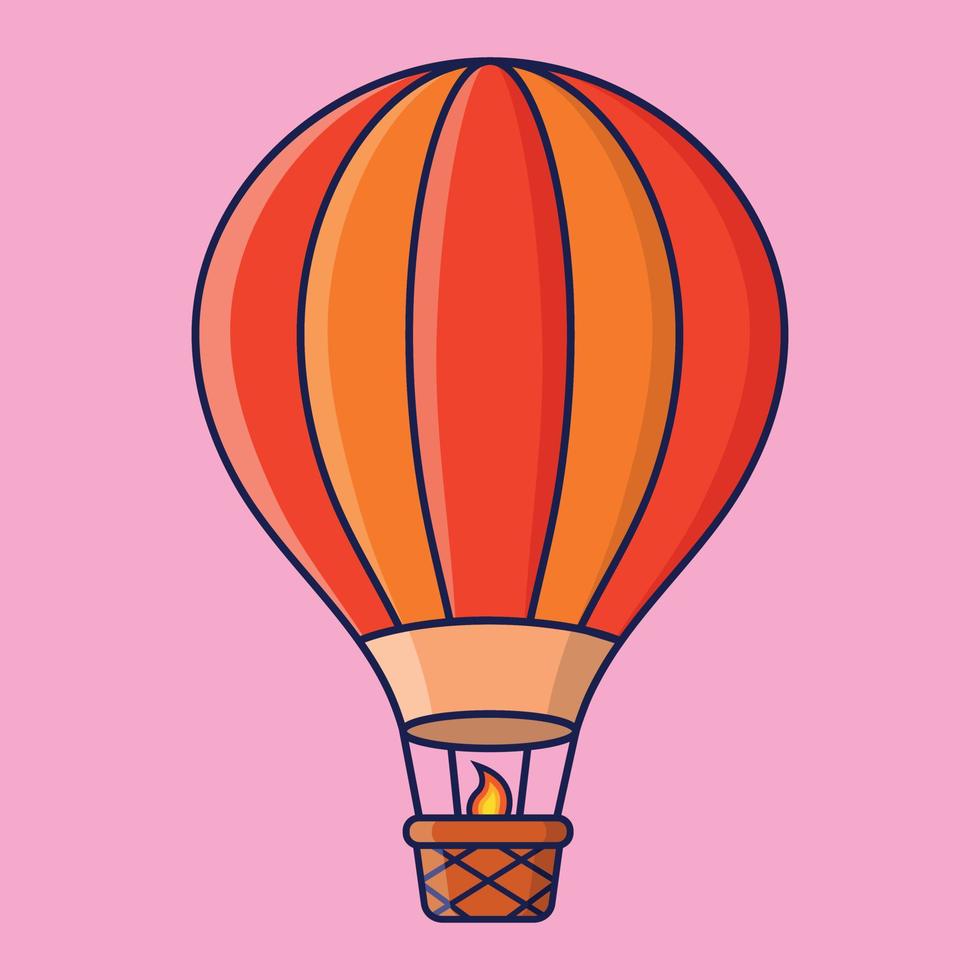 Hot Air Balloon Vector, Colorful Air Balloon Illustration, Cartoon Air Balloon Clipart Flat Vector