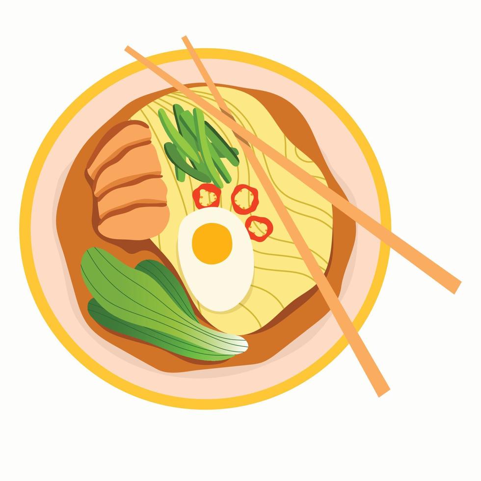 Traditional Japanese ramen bowl.Vector hand drawn illustration. vector